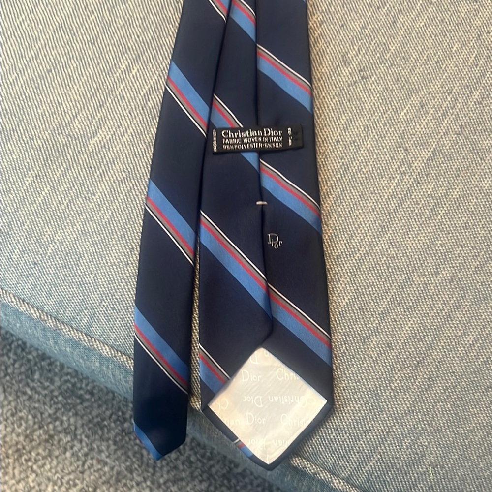 Dior Men's Blue Striped Tie - Pre loved